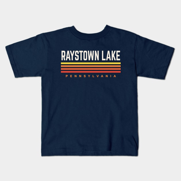 Raystown Lake Pennsylvania Retro Vintage Stripes Kids T-Shirt by PodDesignShop